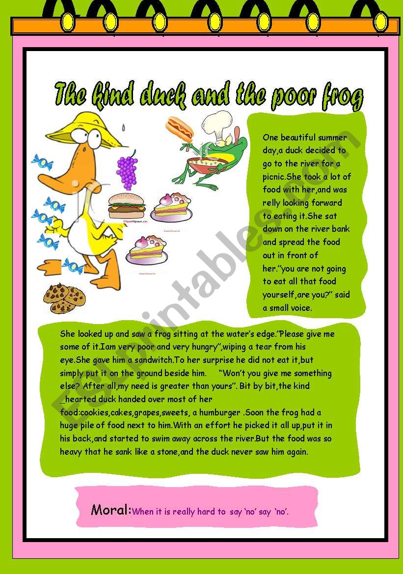 The kind duck and the poor frog