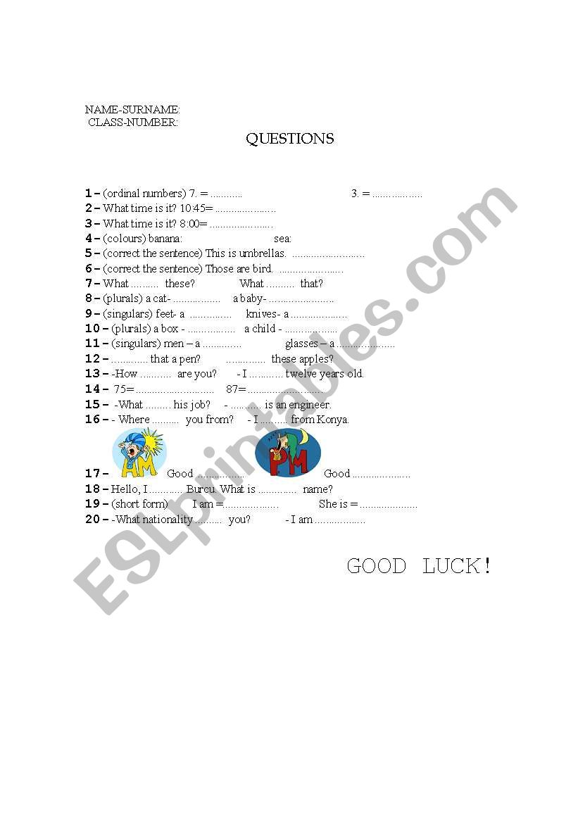 general revision worksheet