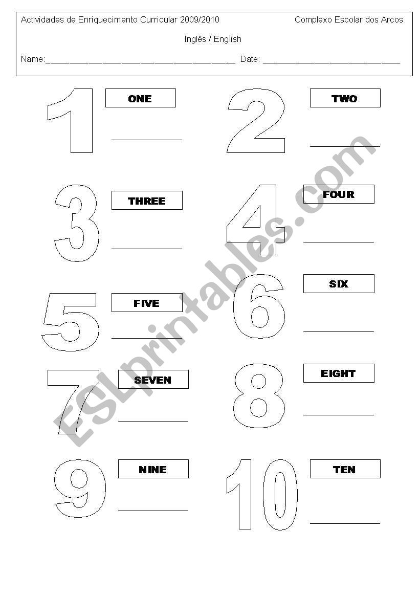 Numbers worksheet