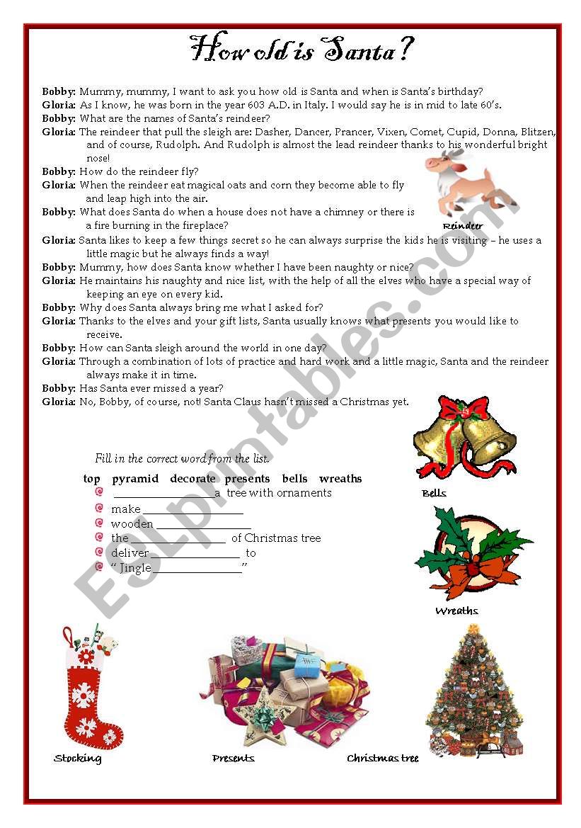 How old is Santa? worksheet