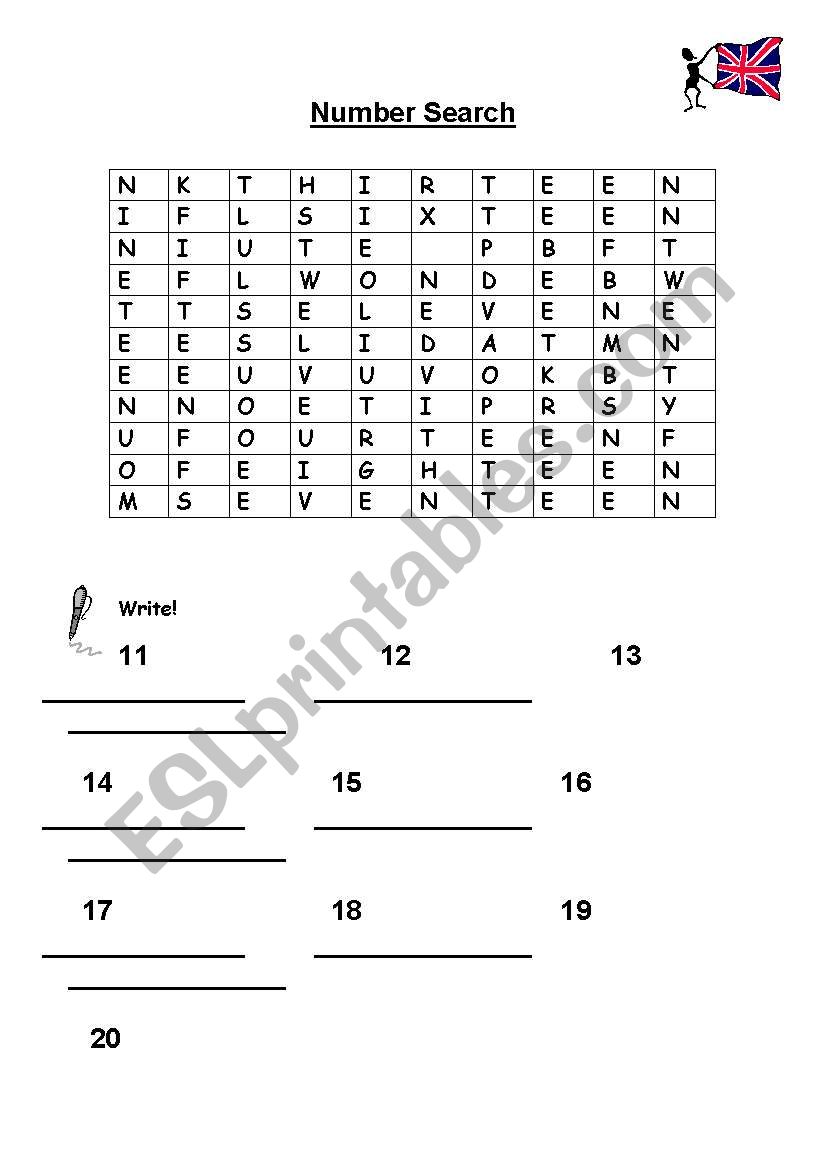 Number search worksheet