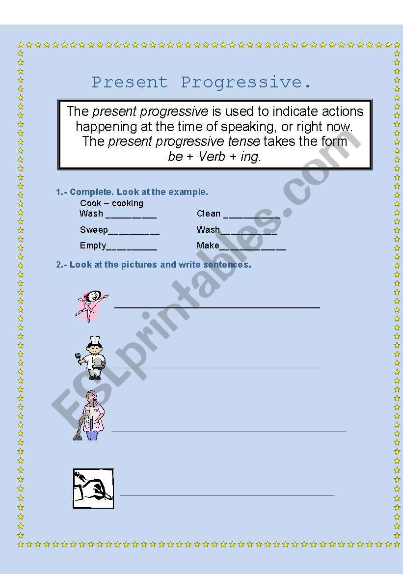 PRESENT PROGRESSIVE worksheet