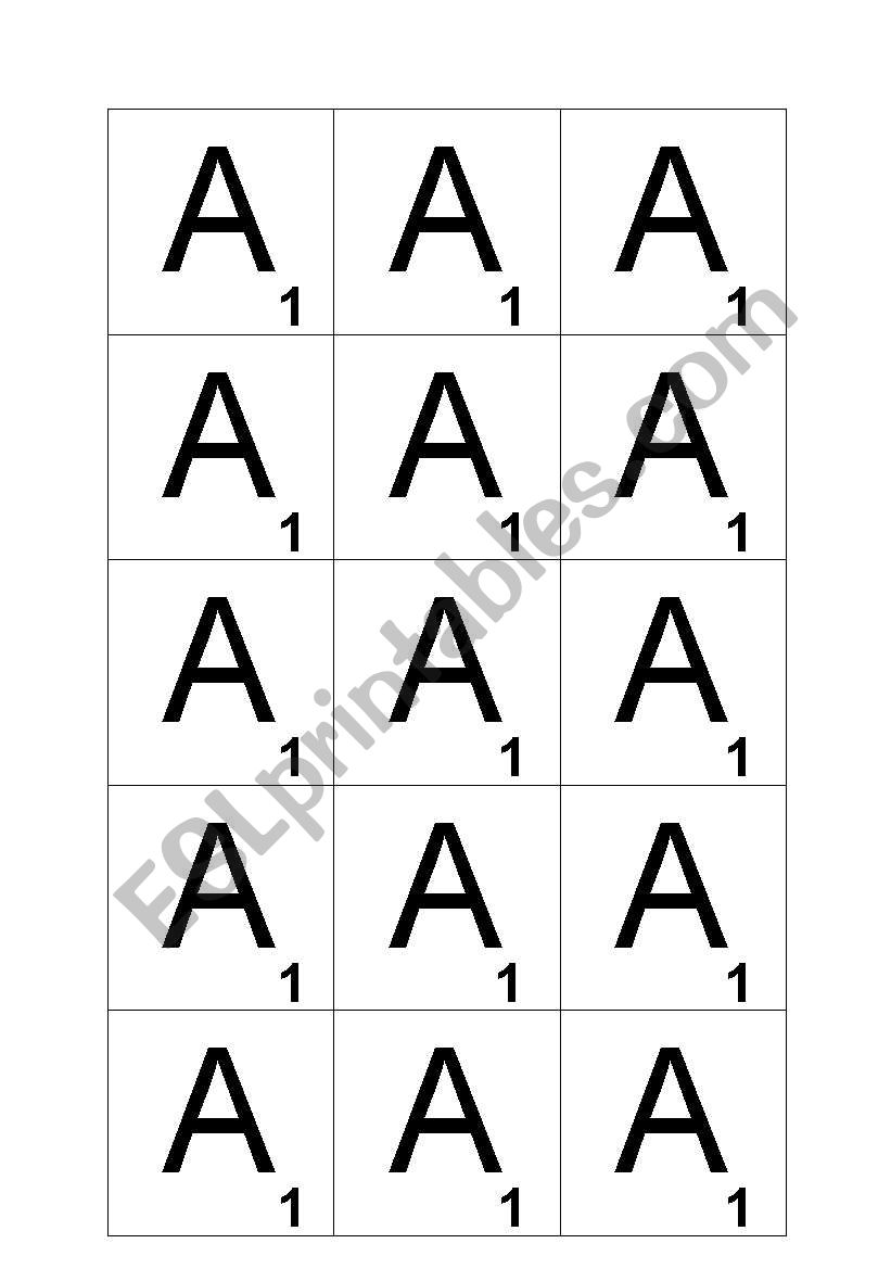 Blackboard Scrabble worksheet