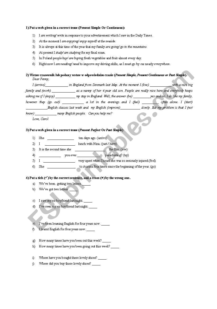 All tenses worksheet