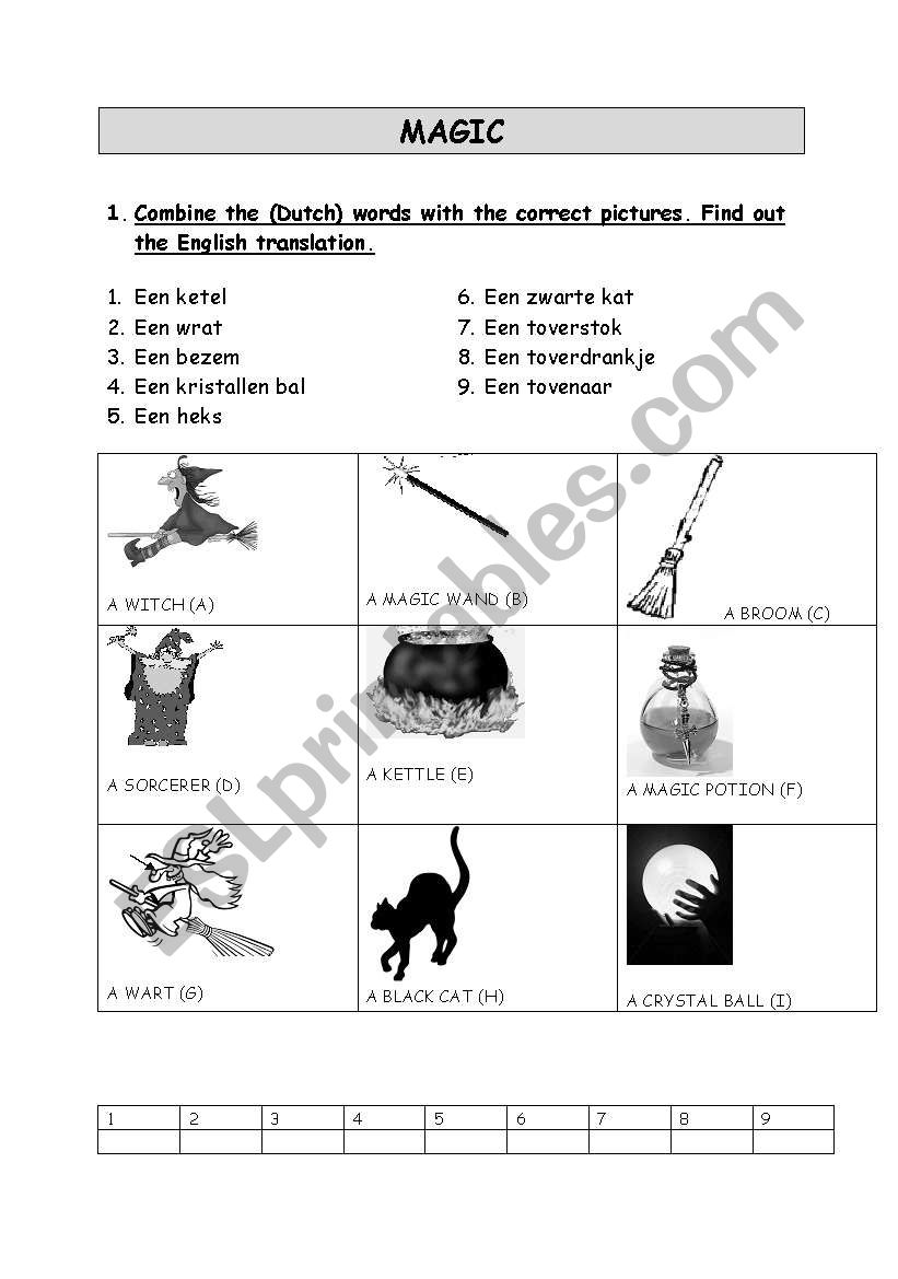 MAGIC  / WITCHCRAFT worksheet