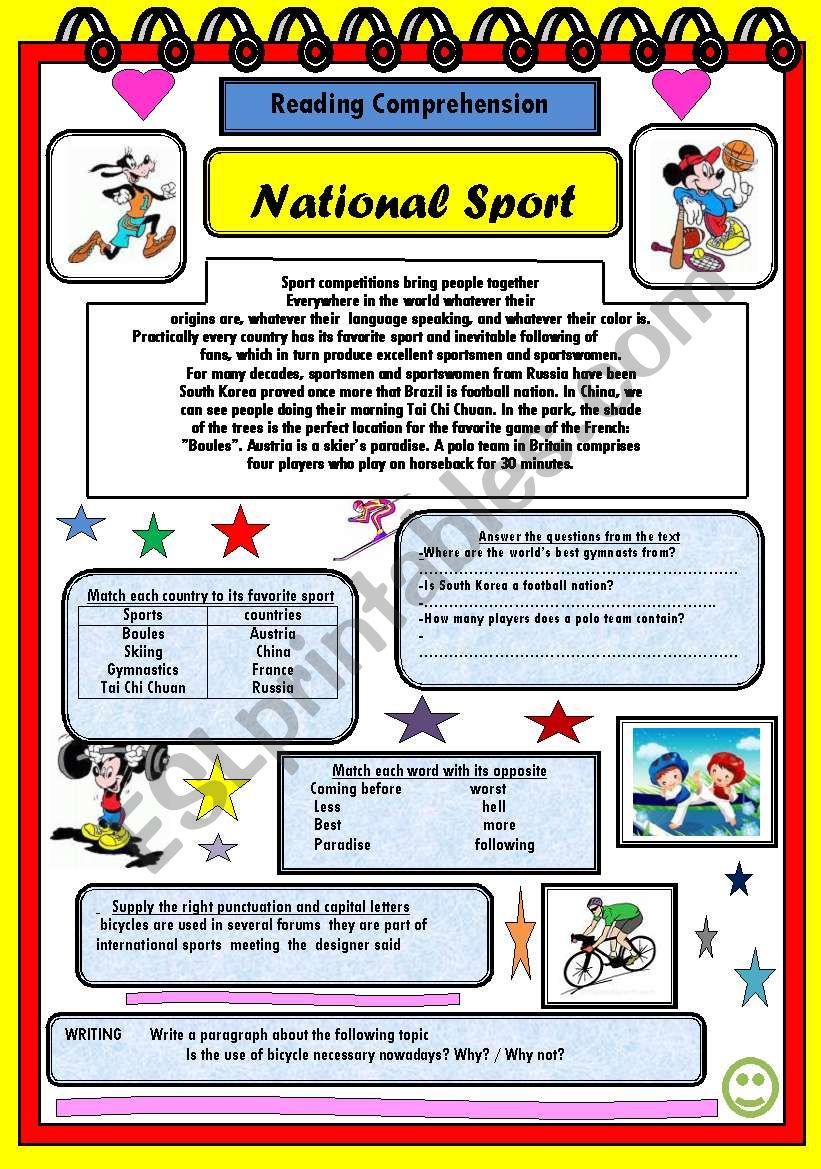 Natoal Sport             READING COMPREHENSION