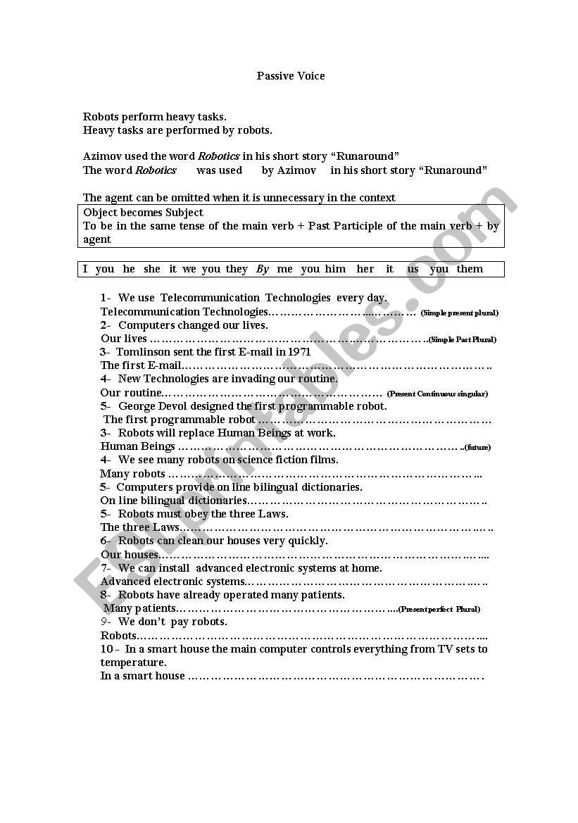 Passive voice - technology worksheet