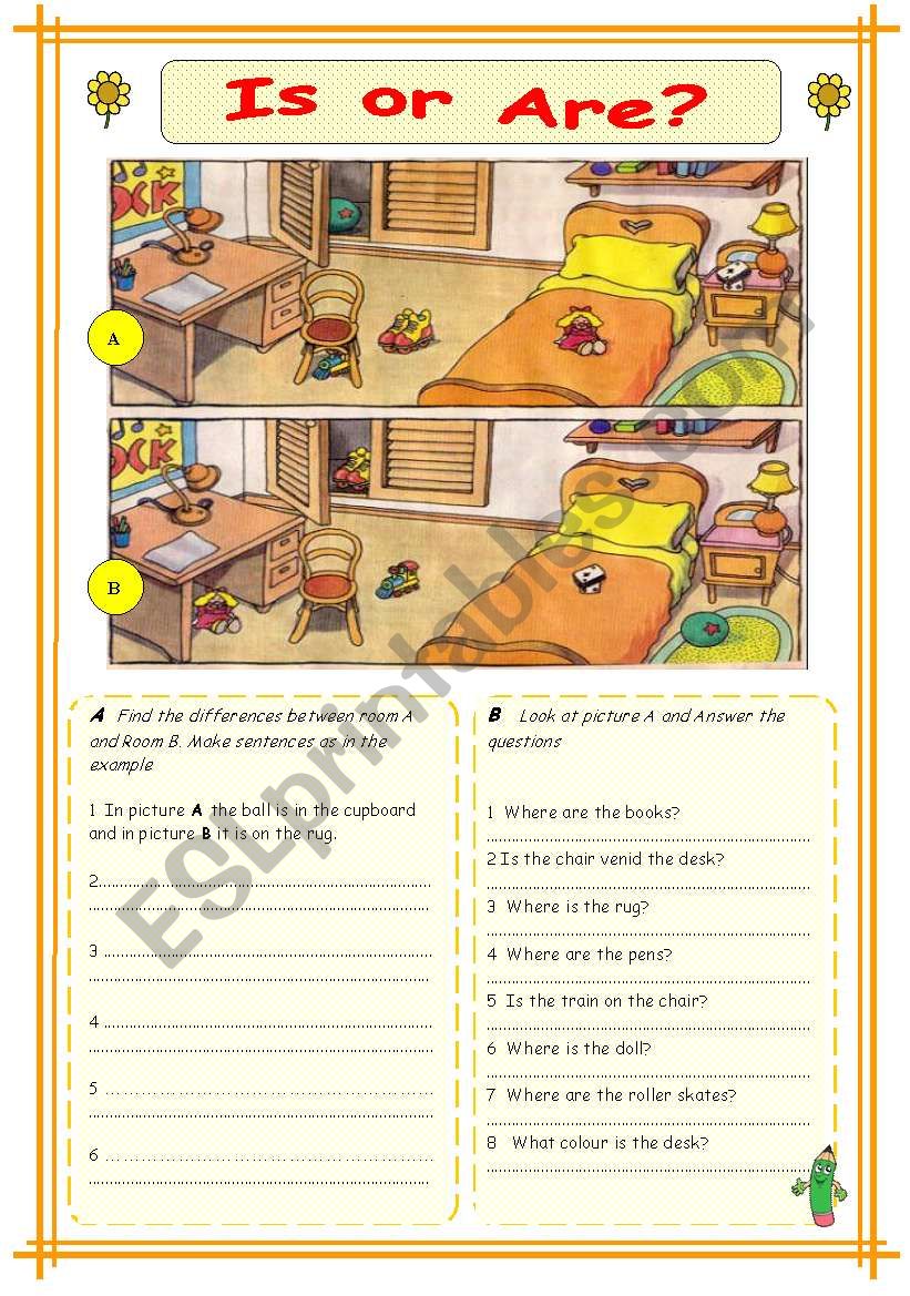 To be + Prepositions of place worksheet