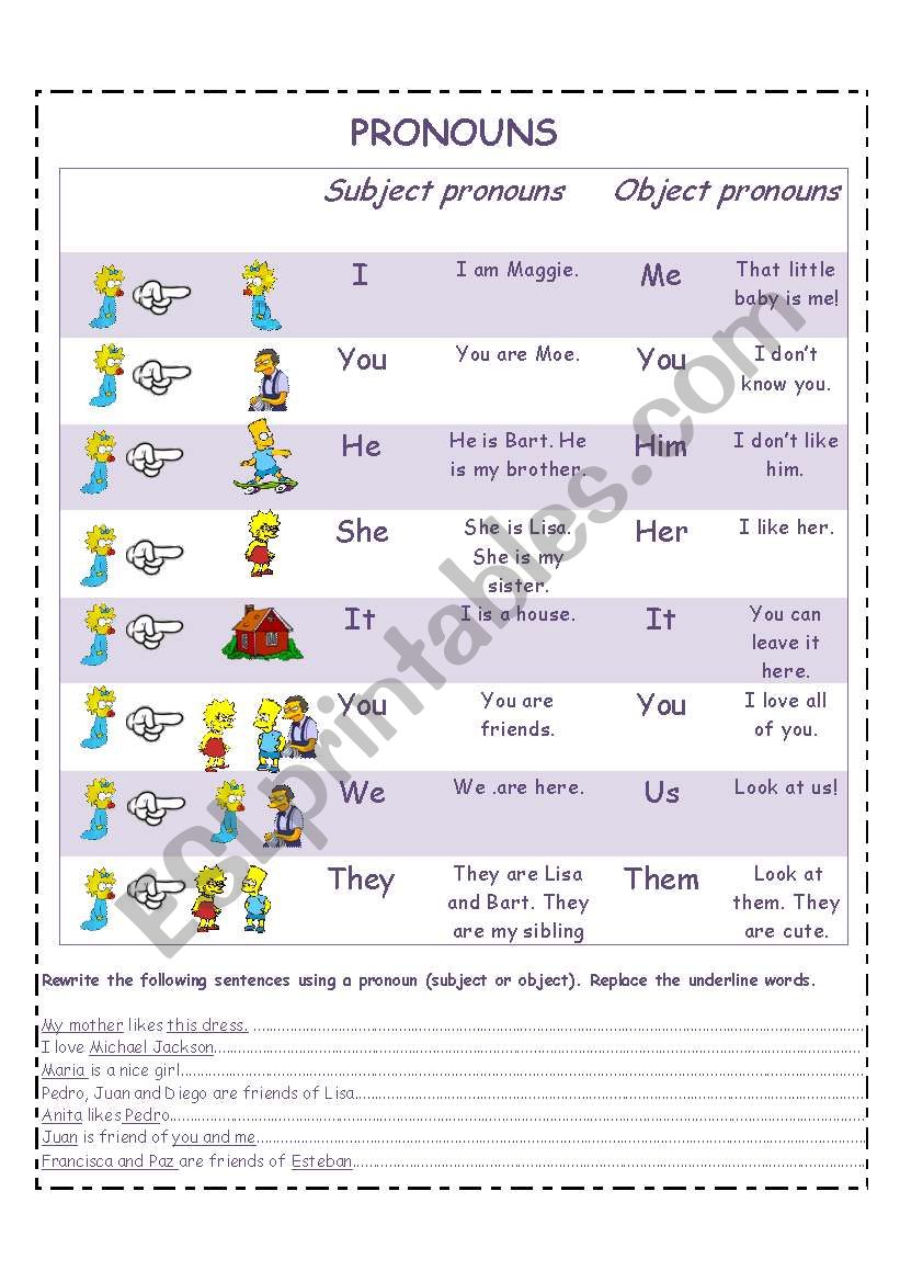 pronouns worksheet