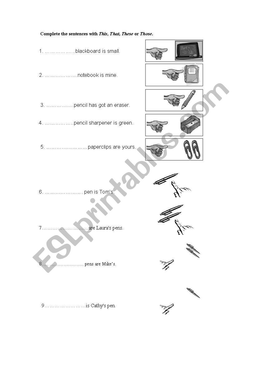 demonstratives: this ,that ,these , those