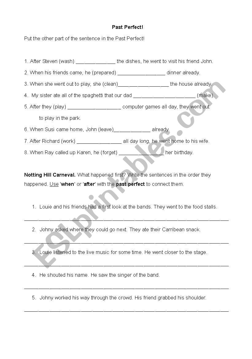 Past Perfect worksheet