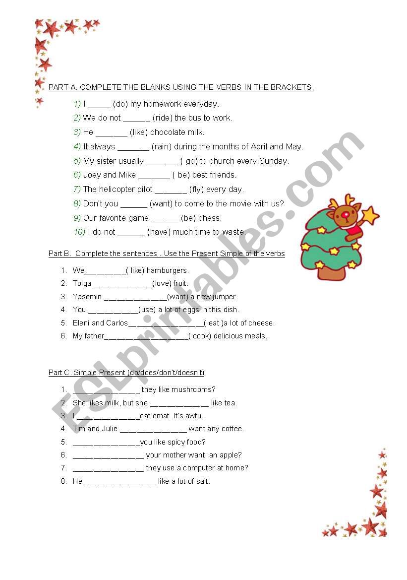 simple present tense worksheet