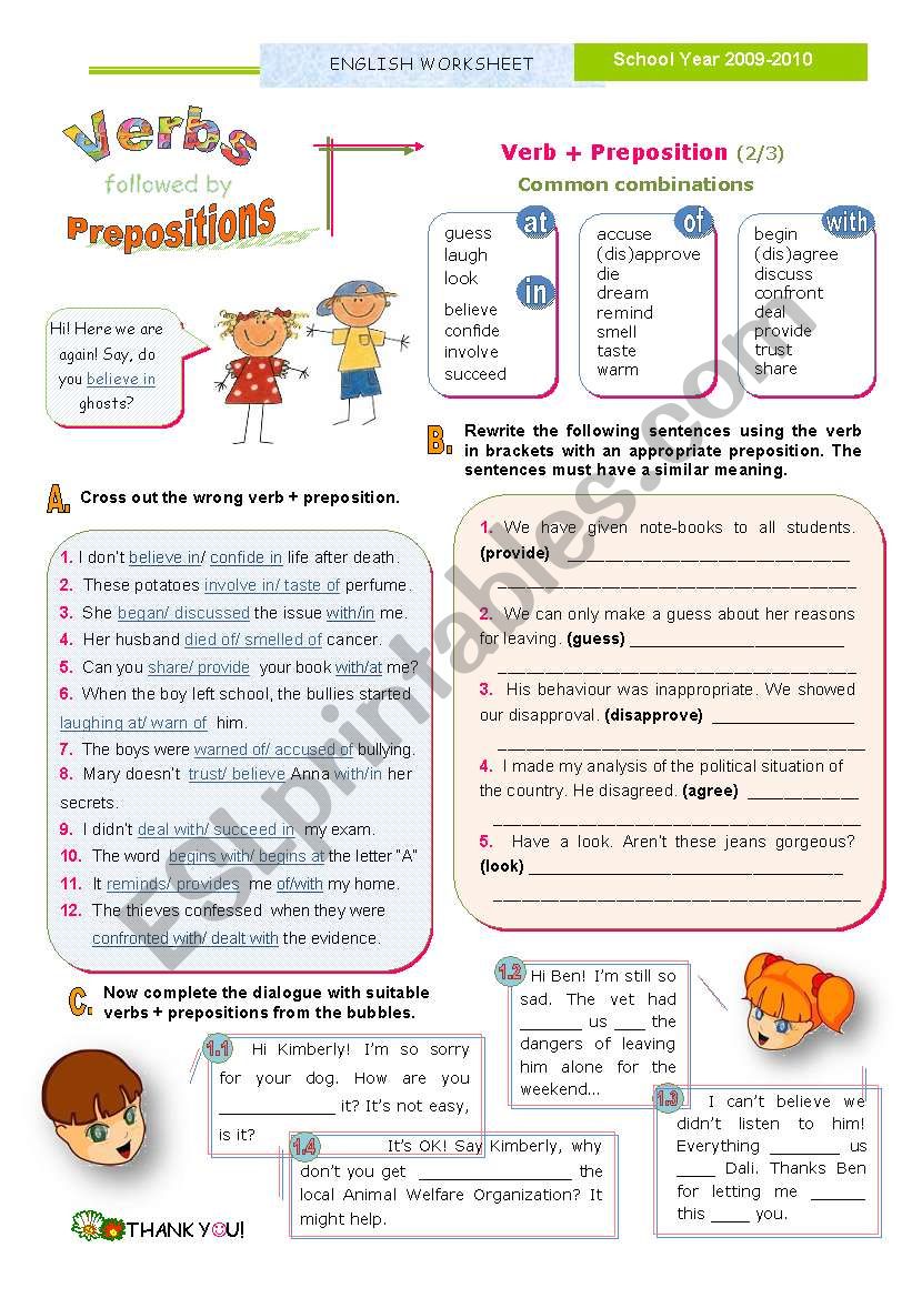 VVerbs followed by Prepositions (2) - Common combinations with 