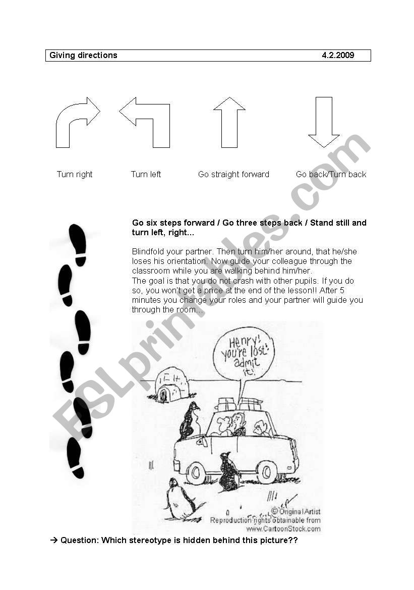 giving directions worksheet