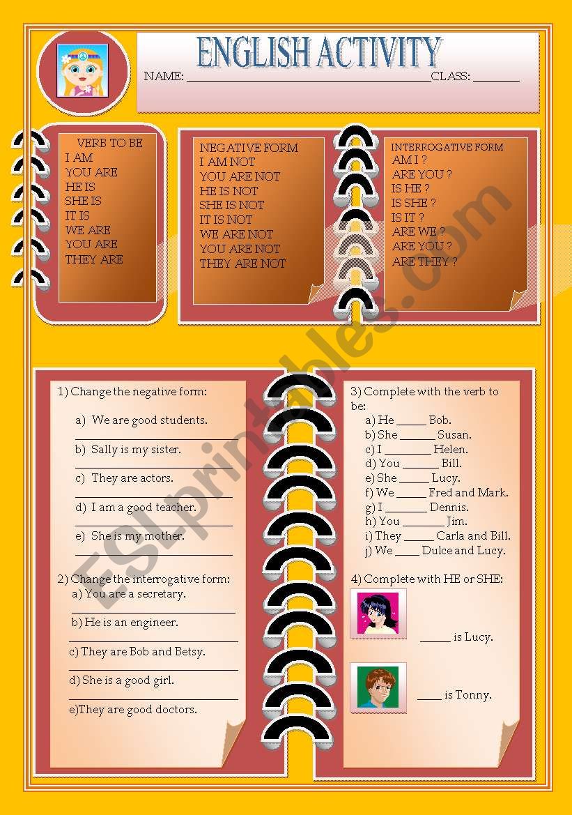 VERB TO BE worksheet