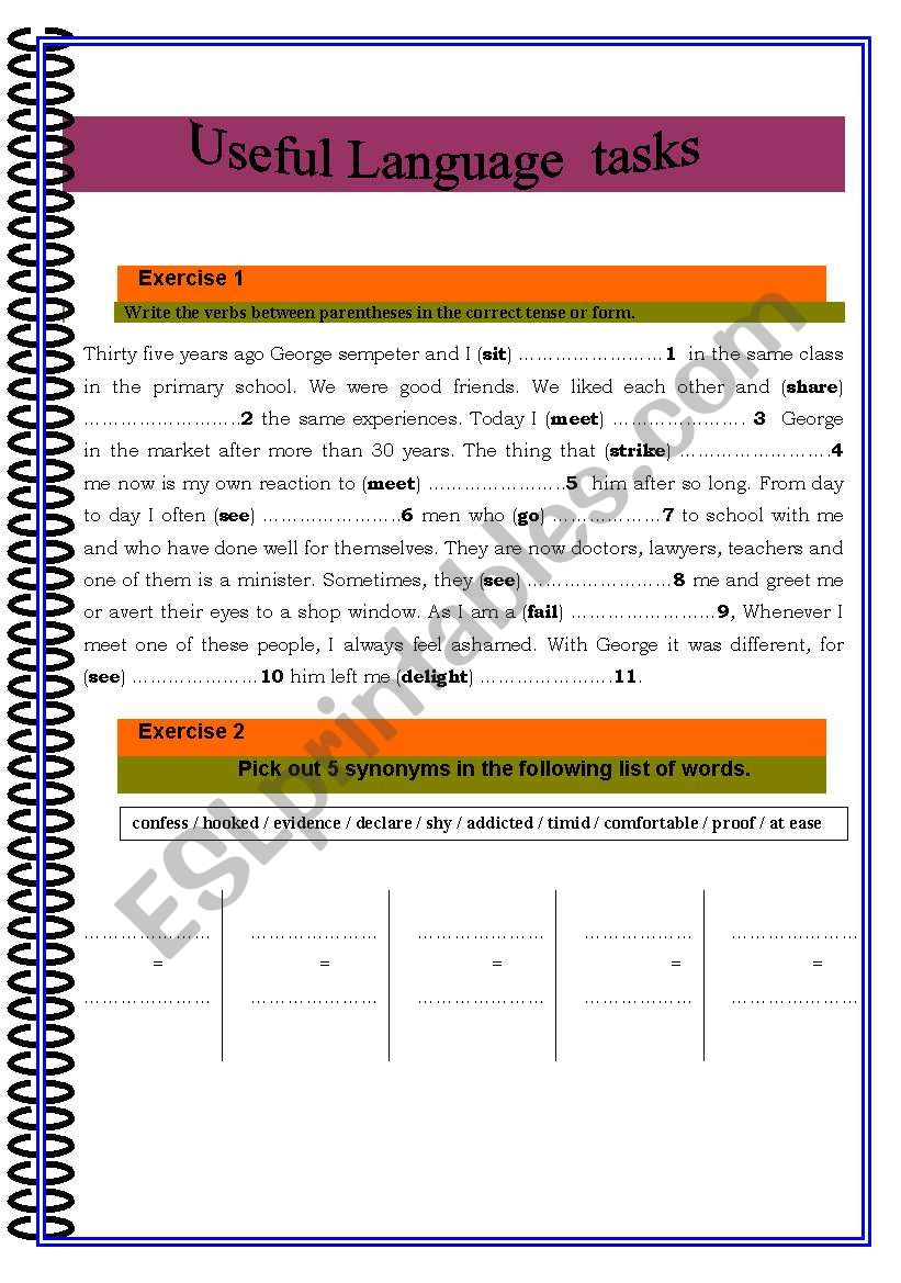 useful language tasks 2 worksheet