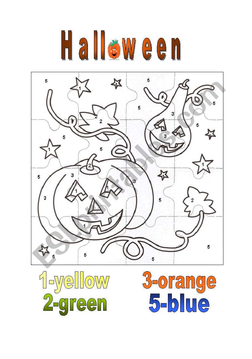 Halloween colours worksheet