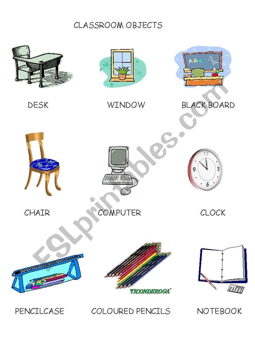 classroom objects worksheet