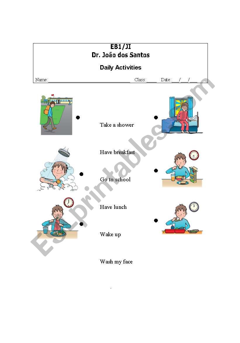 Daily Activities worksheet