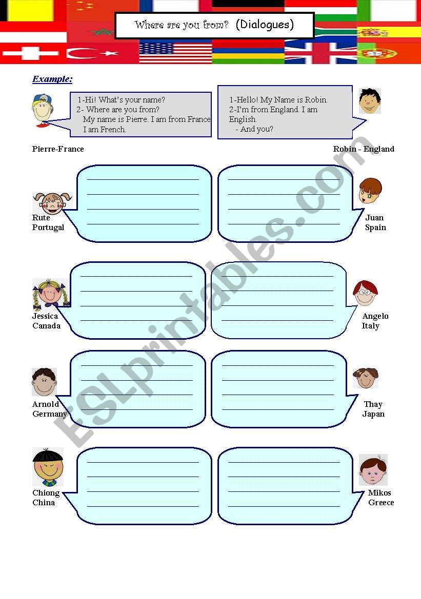 Where are you from? (2 pages) worksheet