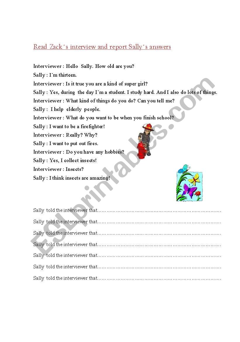 Reported speech worksheet