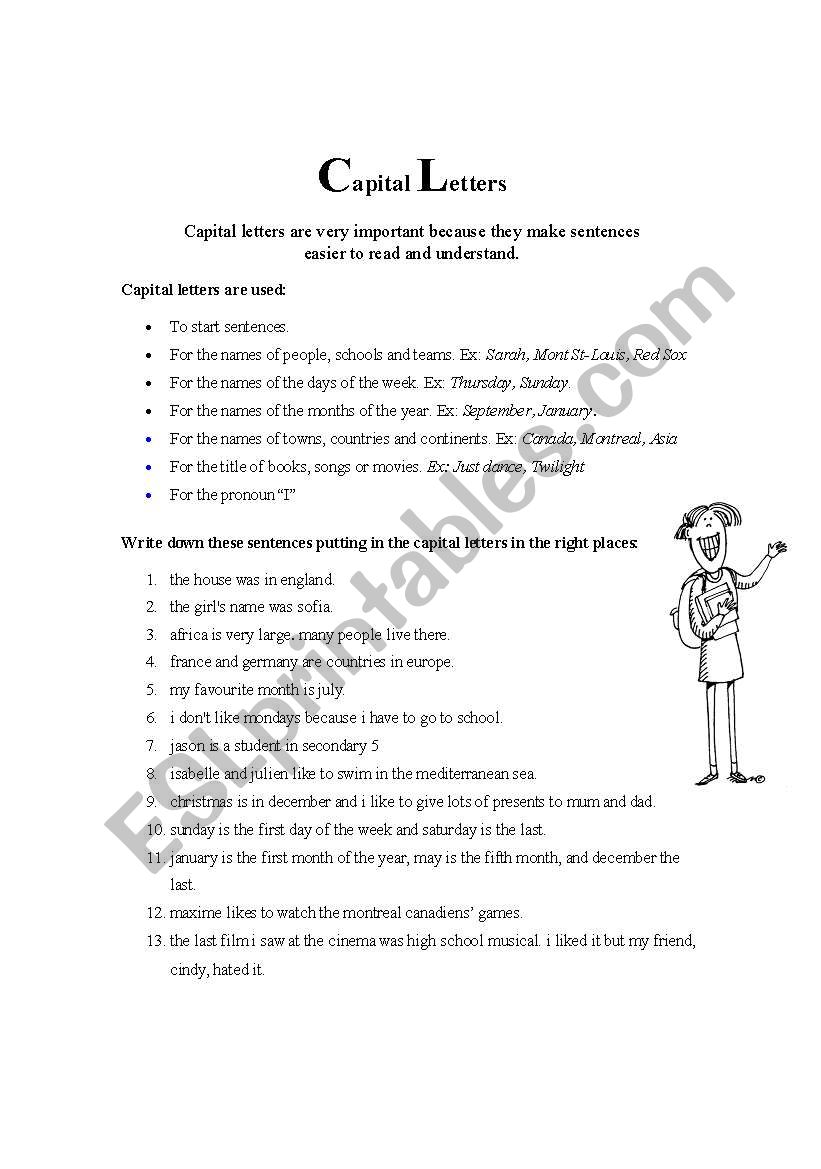 Capital letters worksheet