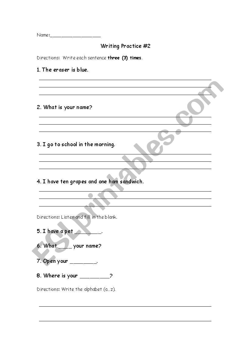 Writing Practice worksheet