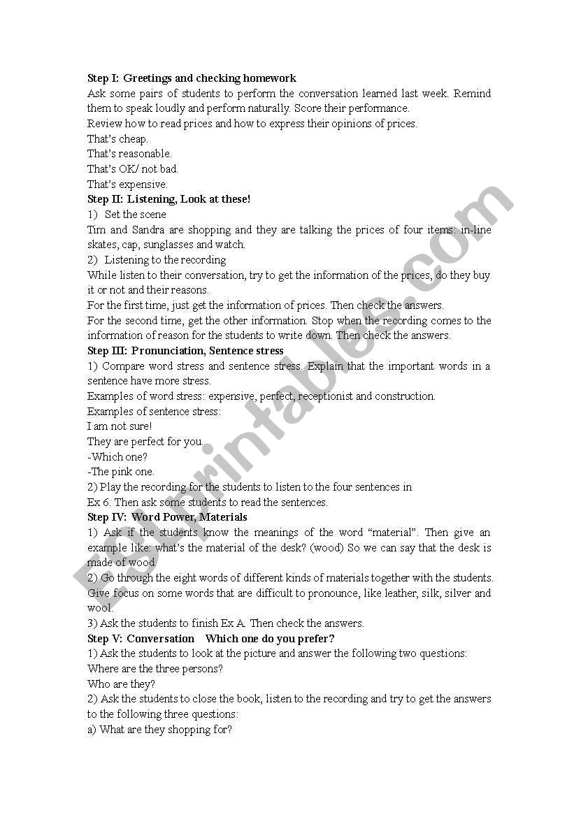 teaching plan of unit3 of Interchange 1