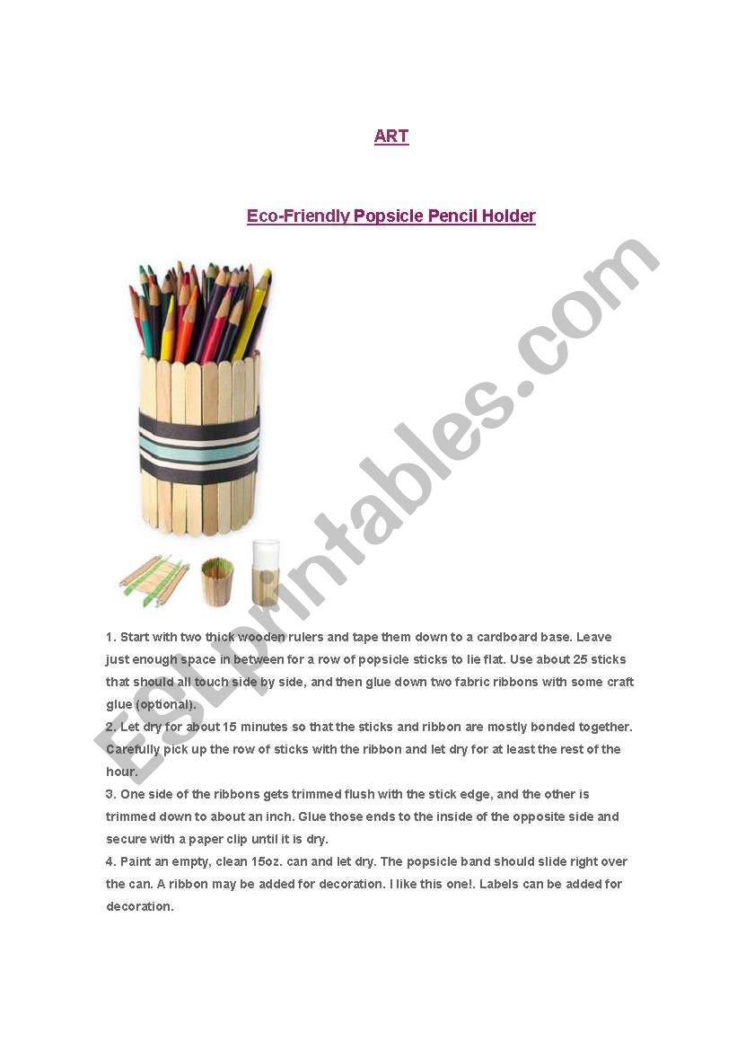 Popsicle Stick Art worksheet