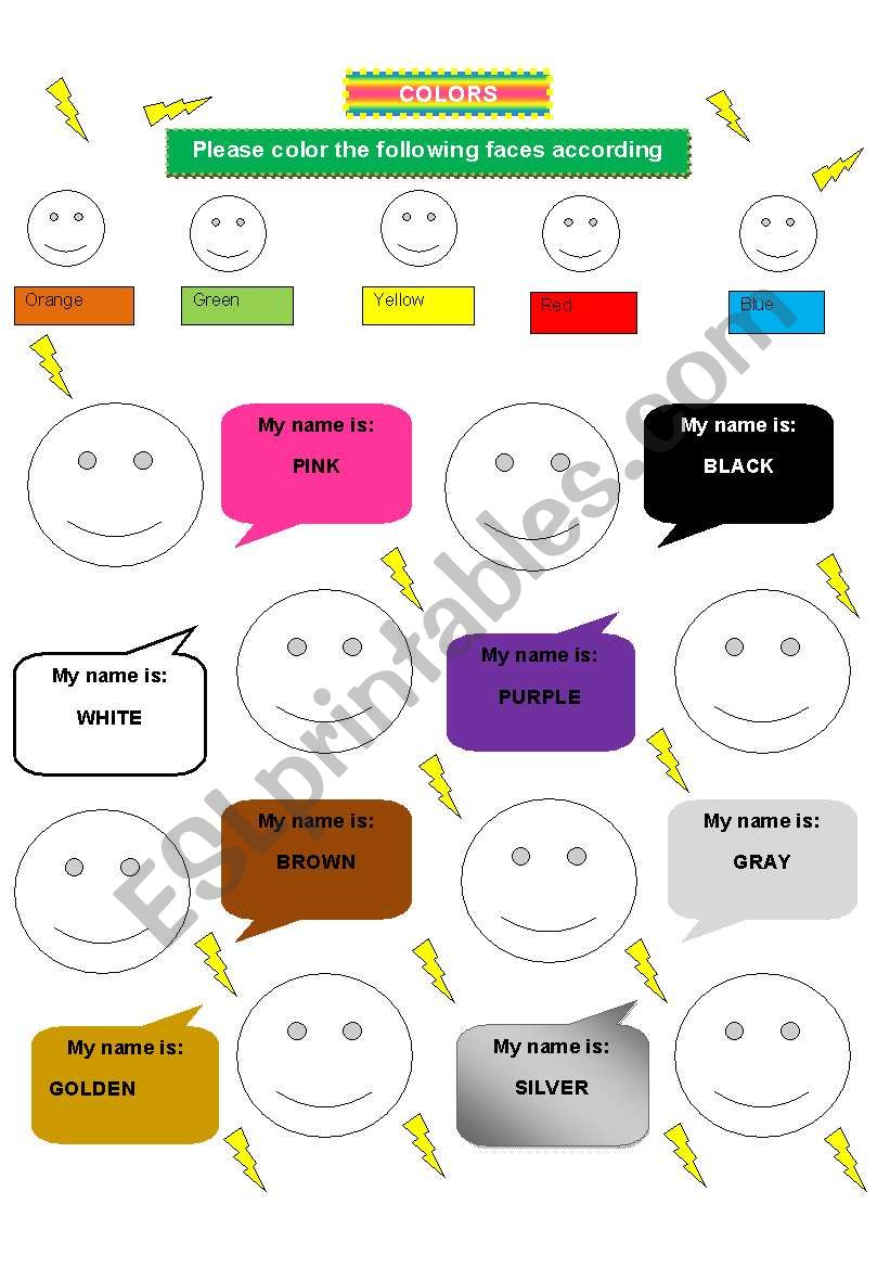 COLORS-FACE worksheet