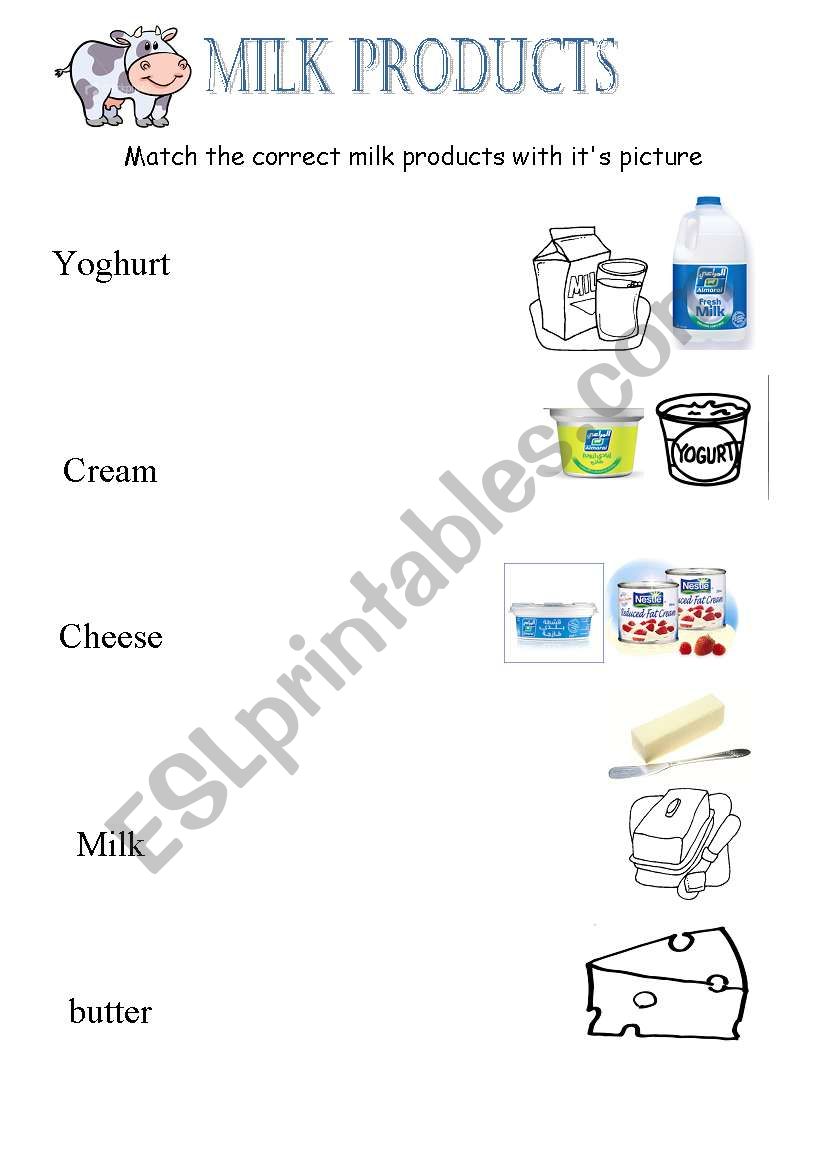 milk products  worksheet