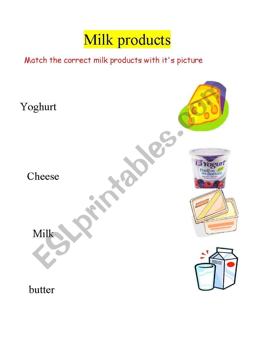 milk products 2 worksheet