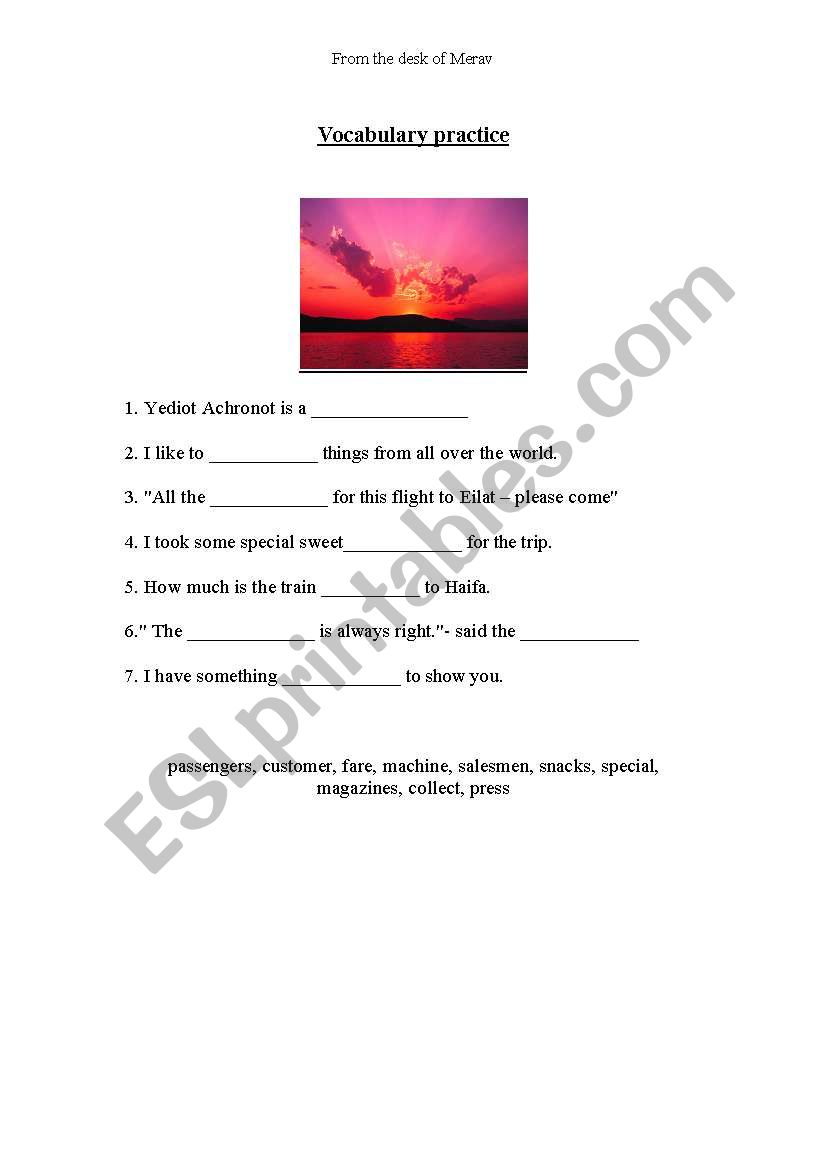 vocabulary worksheet