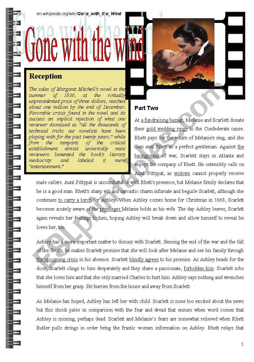 gone with the wind part3 worksheet