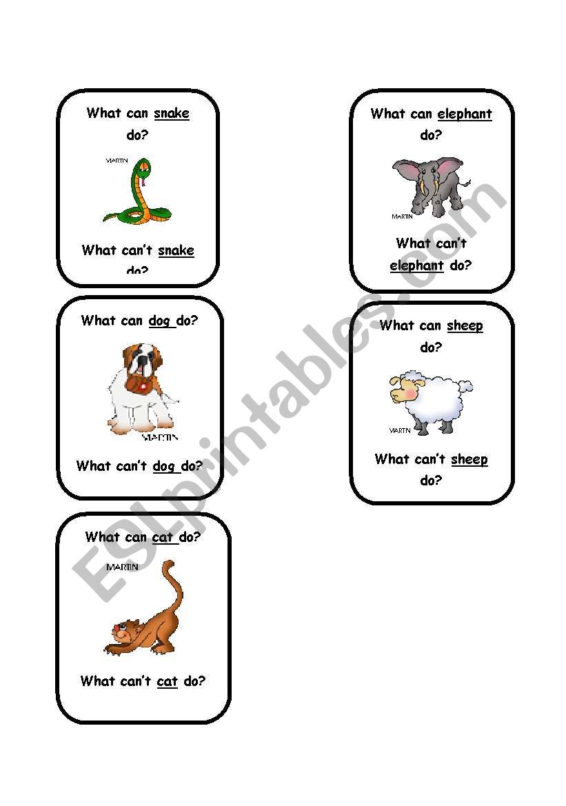 What can and can not they do? worksheet