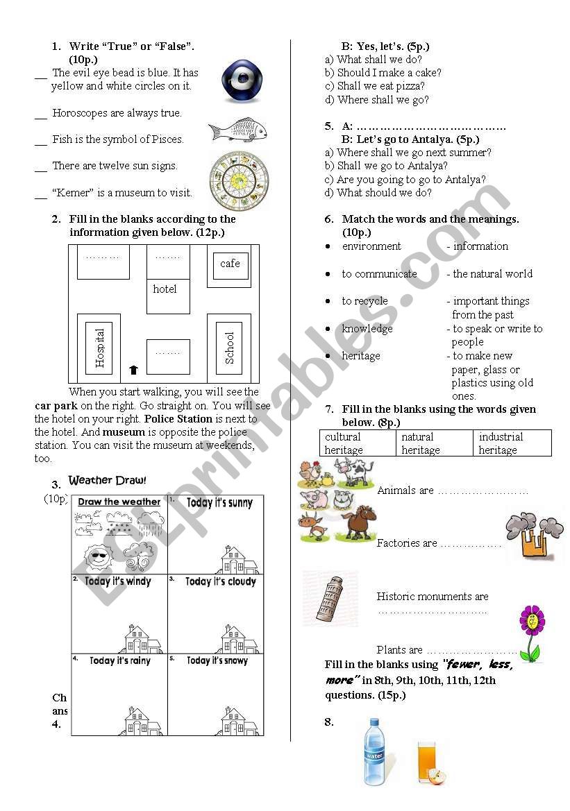 test worksheet