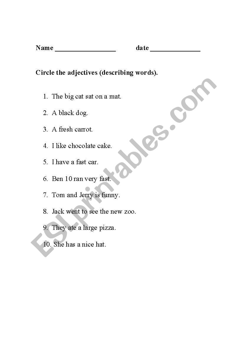 nouns worksheet