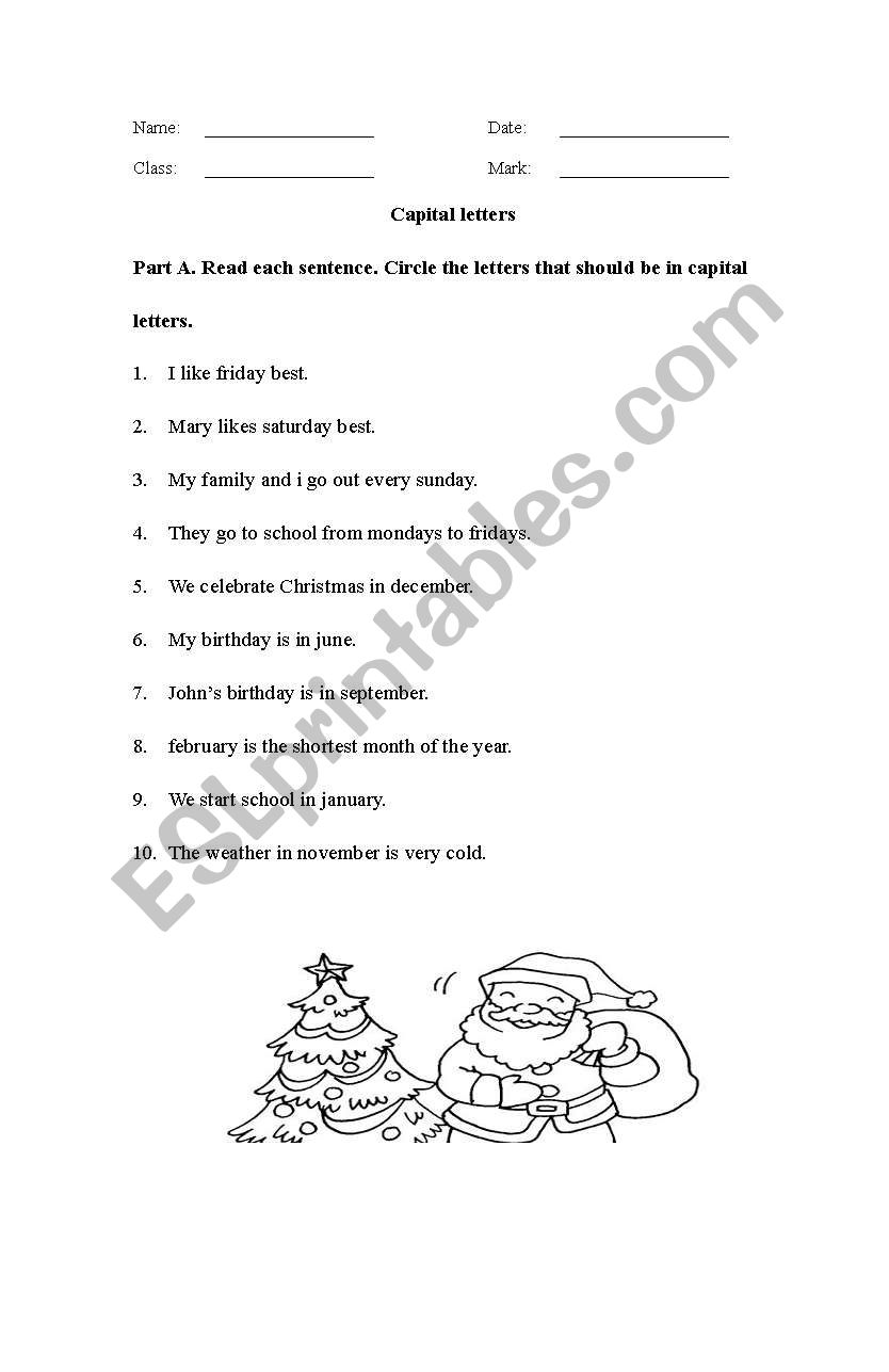 Capital letter worksheet