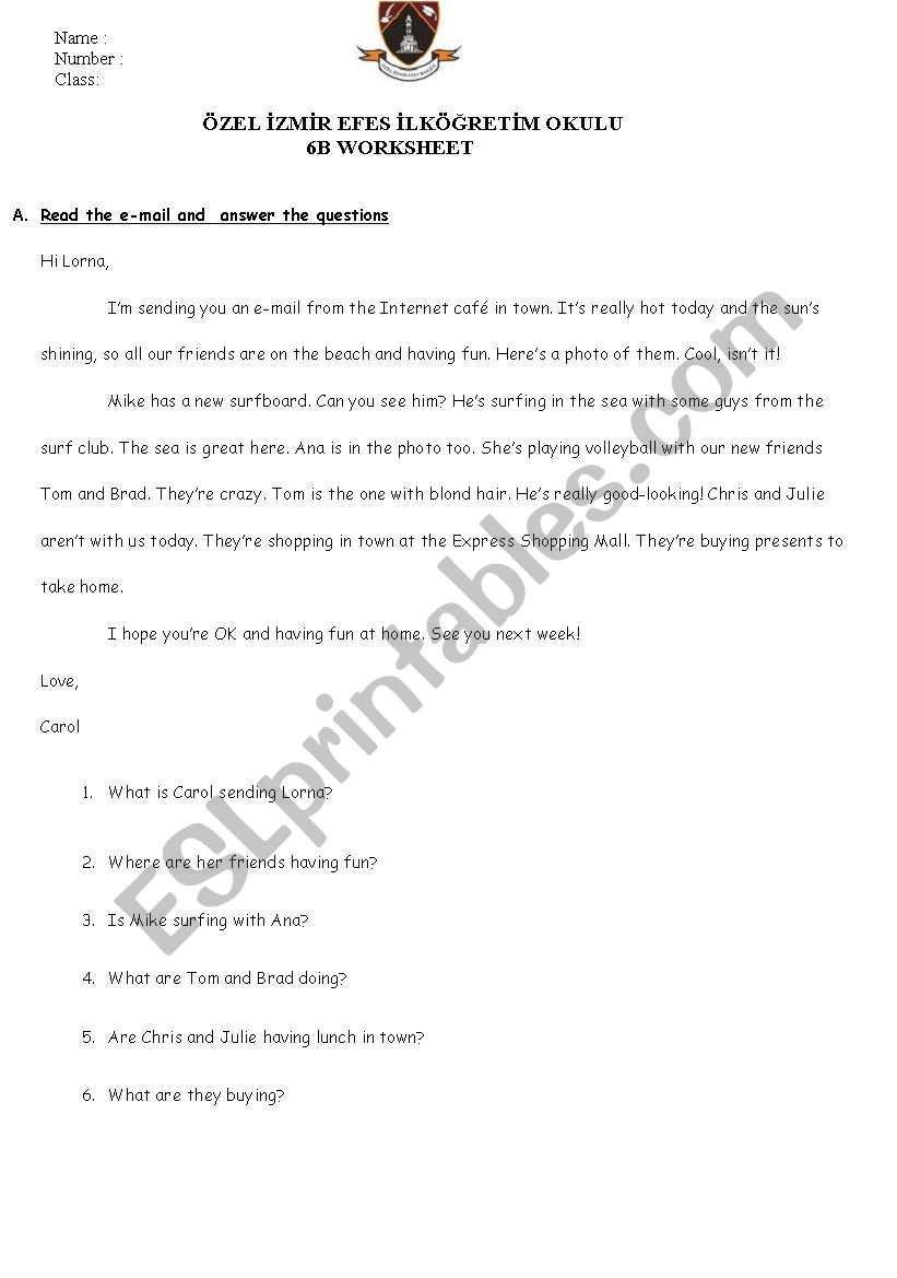 worksheet on simple present-present cont. times-some-any/ poss.pron.