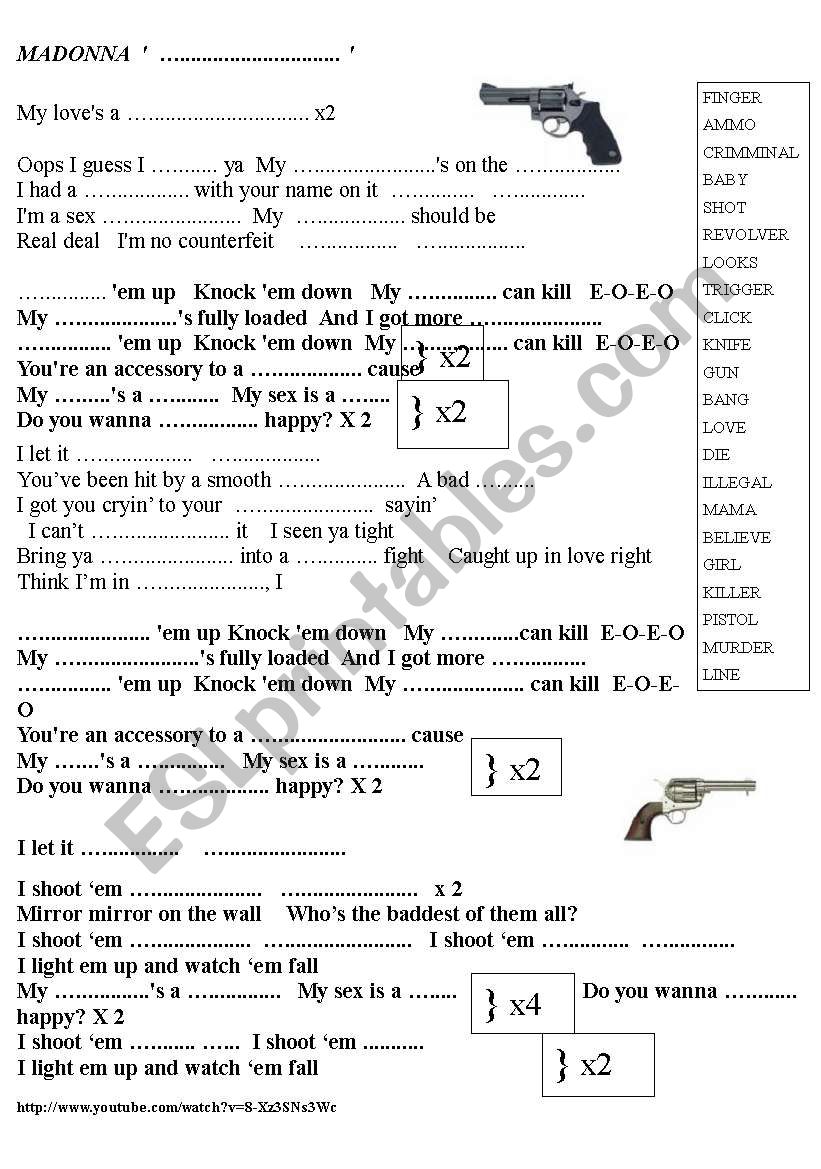 MADONNA REVOLVER worksheet