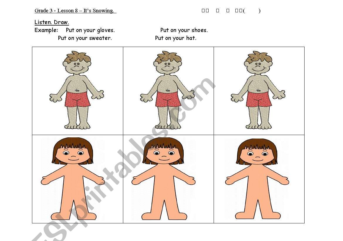 English Worksheets Put On Your 