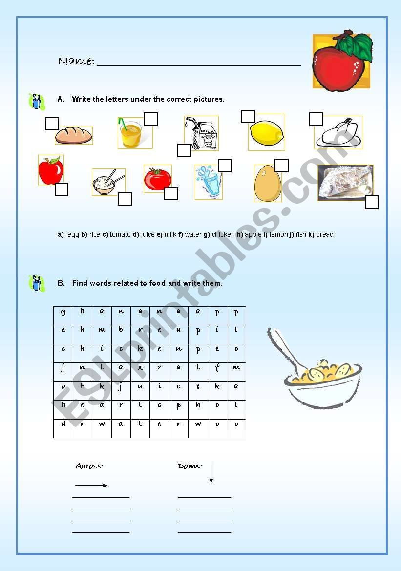 Food - introduction worksheet