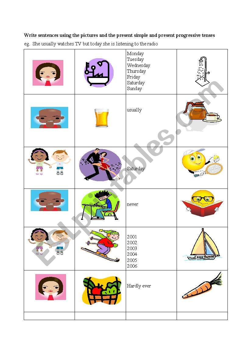 Present simple/continuous worksheet