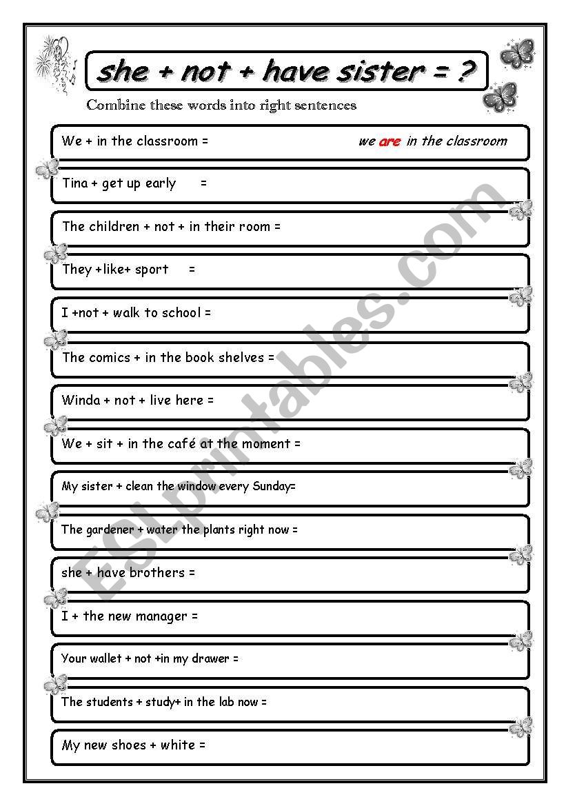 making right sentences  worksheet