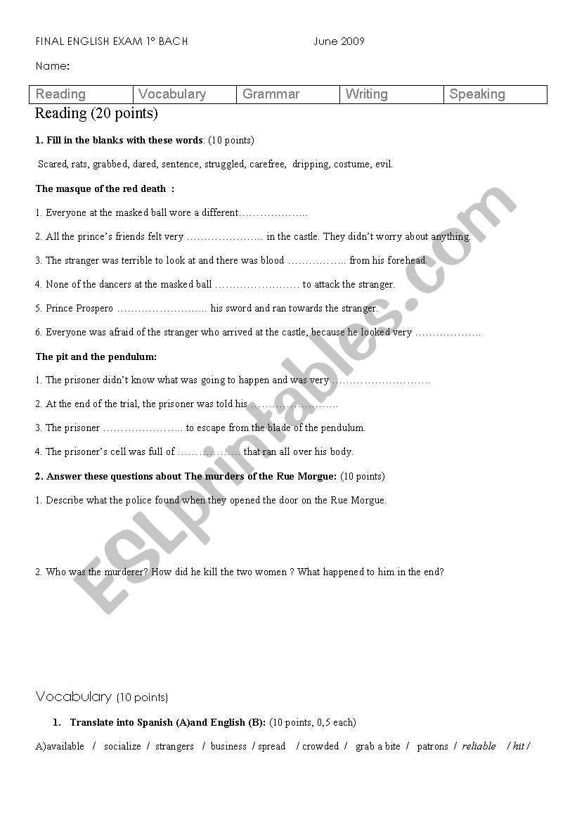 16 year old students final test