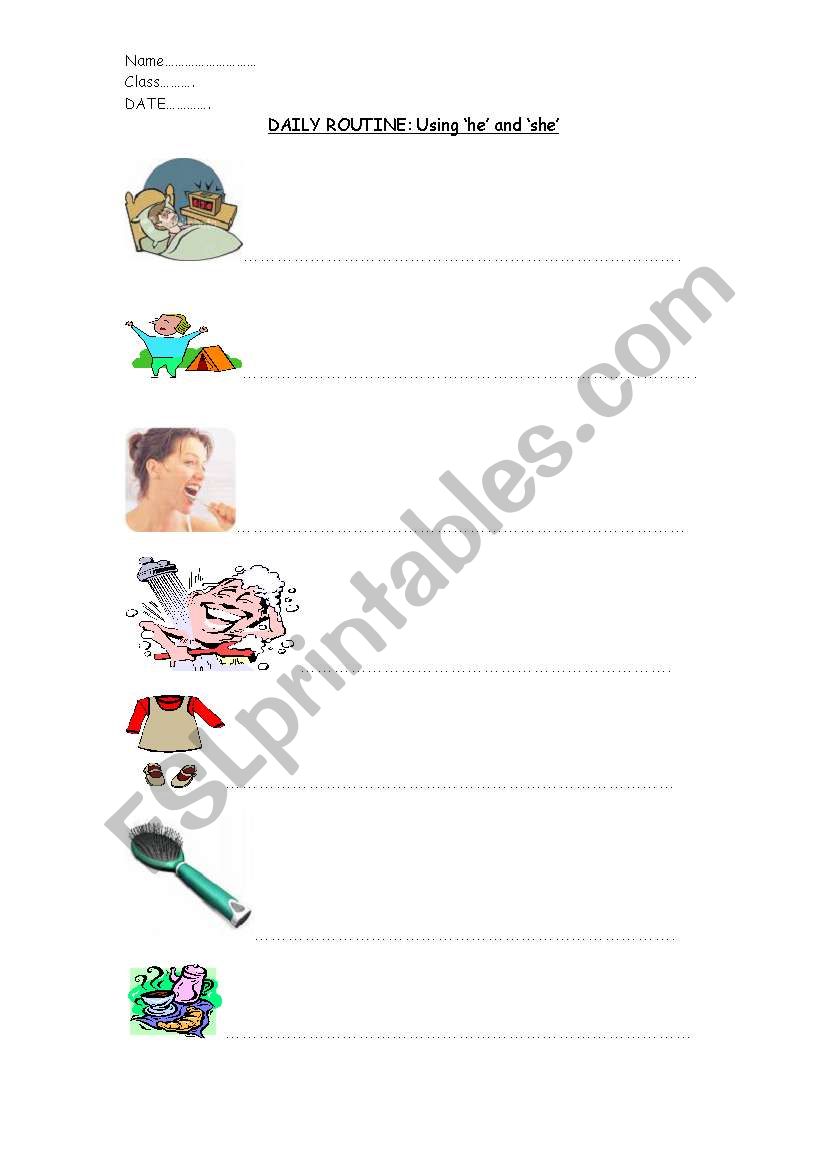 daily routine worksheet