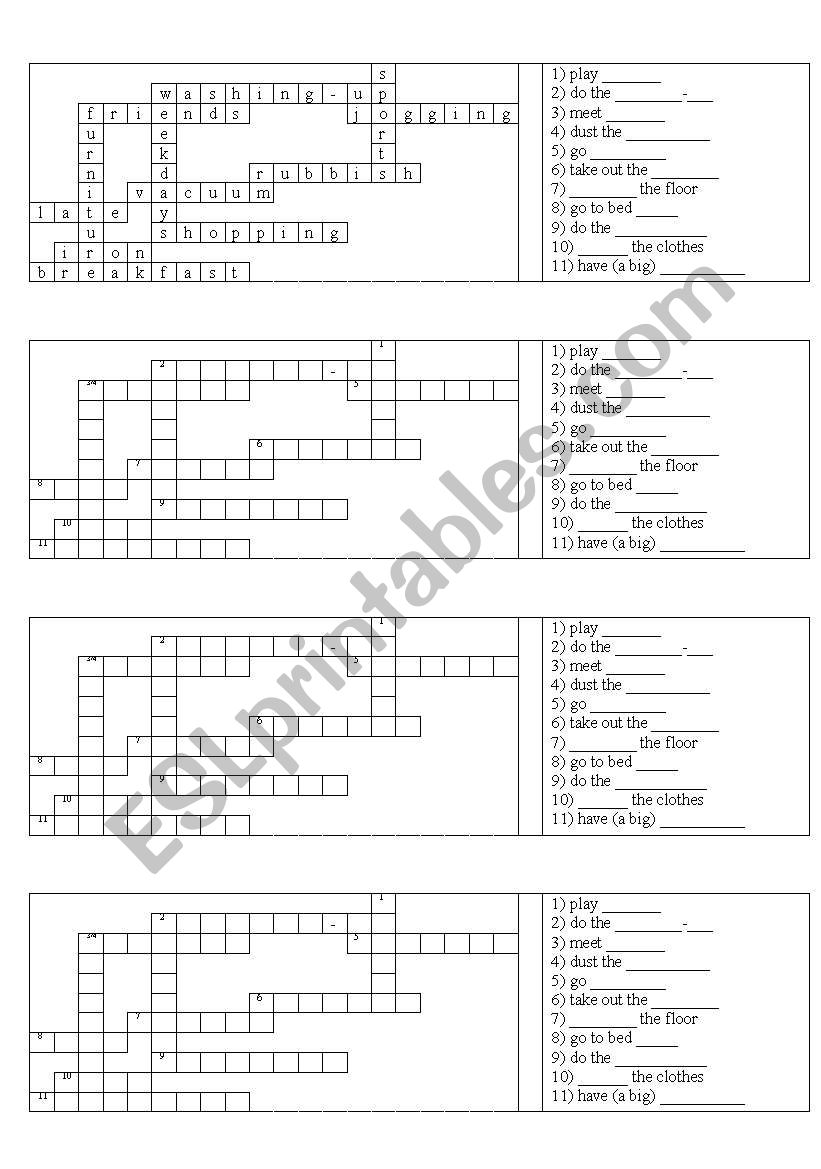 Houshold Chores (crossword) worksheet