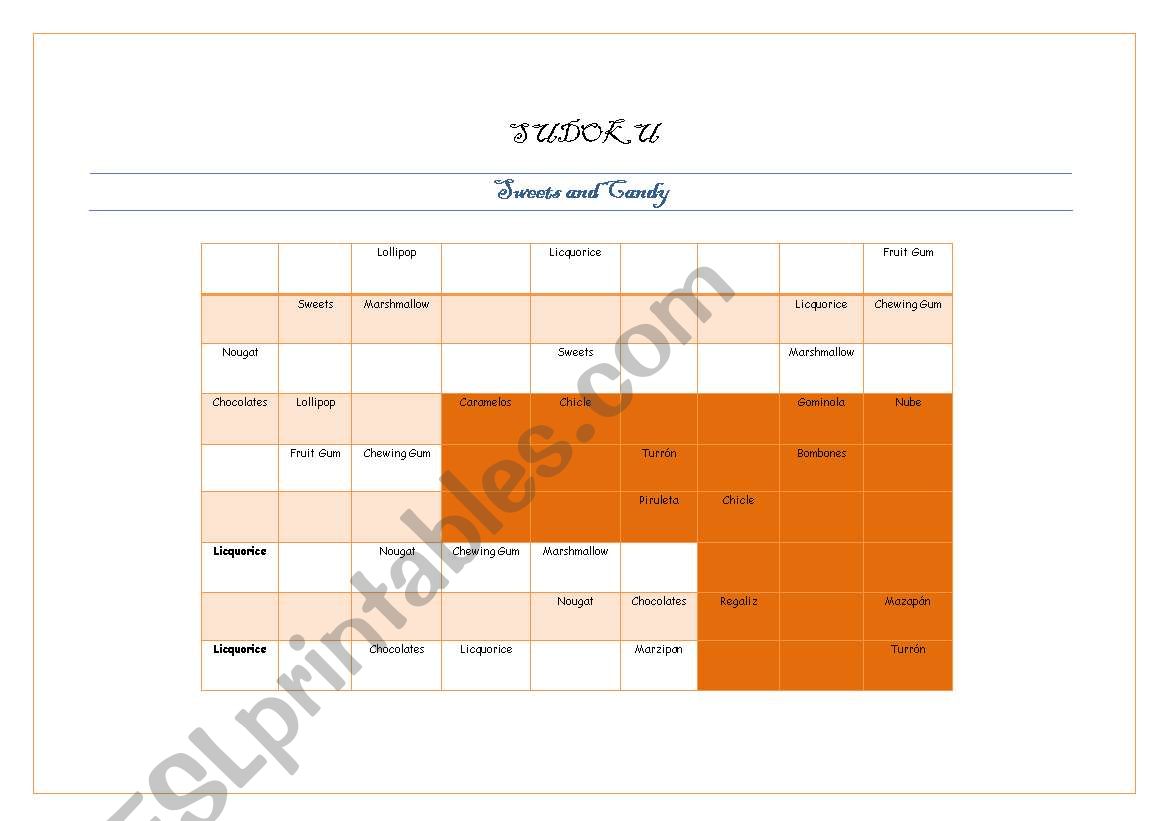 Sudoku in English worksheet