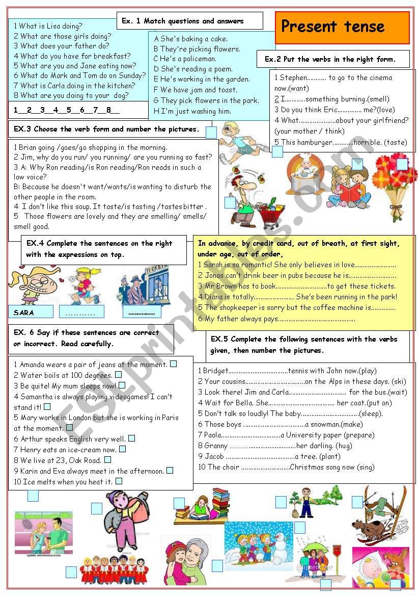 The present tense worksheet