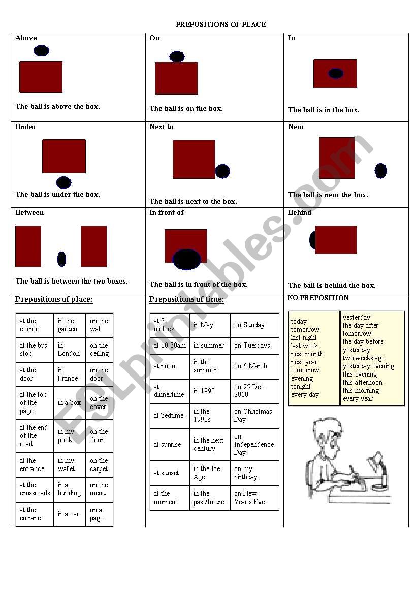 preposition of place worksheet